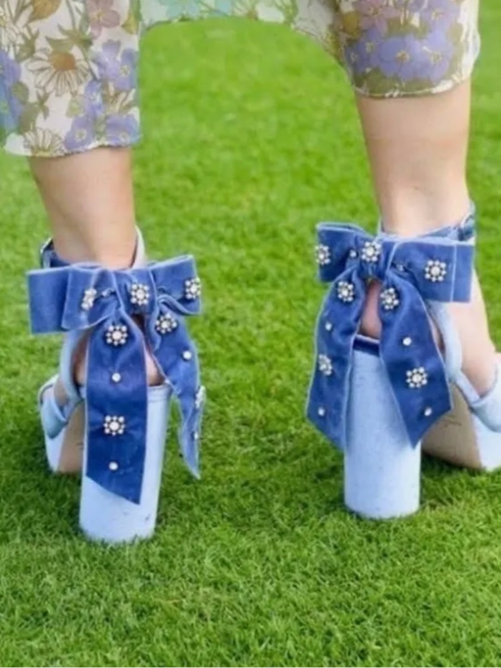 Antonio Melani x Nicole Bathie Blue Platform Bow Heels